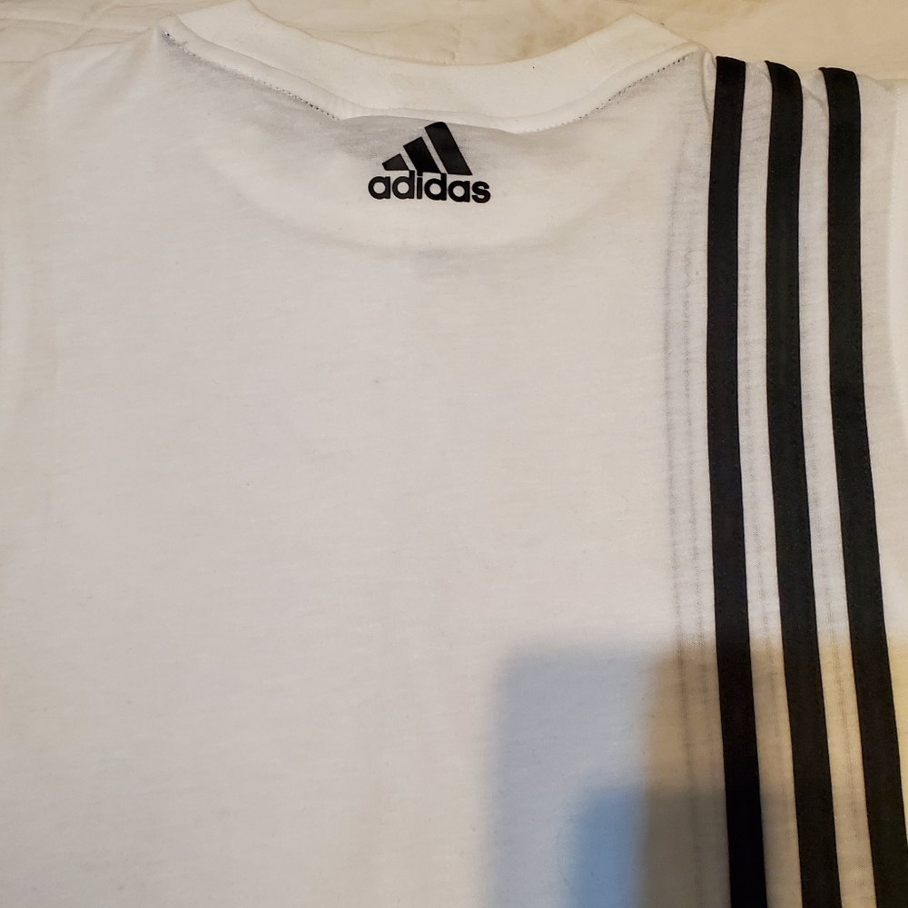 USED Adidas White Stripe Shirt Suze L